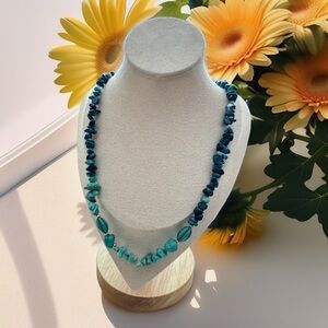 Blue Natural Stone Beaded Necklace